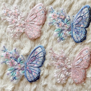 6 cm vackra sekvensblommor fjärilsbroderier sömnadslappar, gör-det-själv-klädtillbehör, blus sömnadslapp hantverkstillbehör applikation