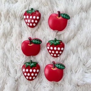 16mm Girls Red Apple Strawberry Jacket Blouse Shank Clothing Buttons DIY Crochet Project Accessories Deco Sewing and Kids Craft Supply