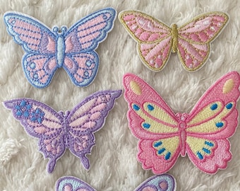 Colorful Self Adhesive Embroidered Cartoon Iron On Butterfly Clothing Patches, Kids Baby Clothes Jacket Patches, DIY Clothing Accessories