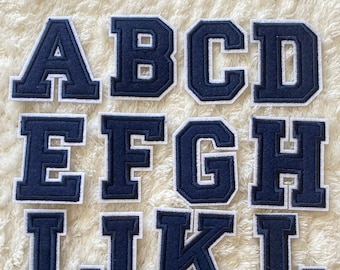 Blau A- Z Aufnäher Stickerei Buchstabe Jacke Kleidung, cooler Hut Kleidung Zubehör Patch, DIY Unisex Teen Aufnäher Aufnäher, DIY-Projekt