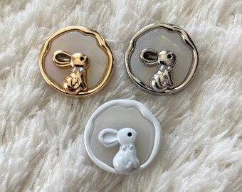 Lot De 6 Boutons Lapin Avec Attache Dos - 13mm Ou 17mm - Mercerie Couture Layette - Neuf France