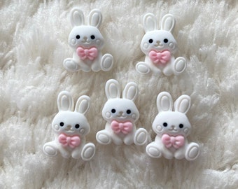 12mm Kinder Baby niedlich Kawaii Mini-Kaninchen mit rosa Bogen Schaft Knöpfe, minimalistische Kinderbekleidung Zubehör, Näh- und Bastelzubehör