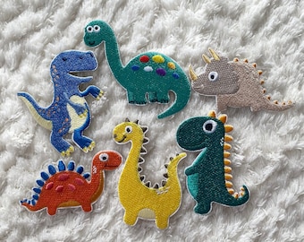 Schattige kinderen opstrijkbare borduurwerk kleurrijke dinosauruskledingpatches, kinderdierenkleding patchaccessoires naaibenodigdheden kinderknutselbenodigdheden