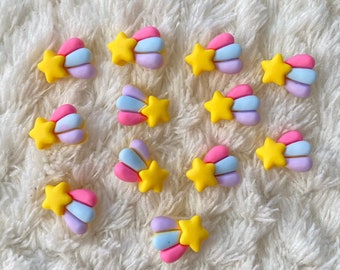 11mm Kids Baby Mini Colorful Meteor Shooting Star Shank Sewing Buttons, Rainbow Children Clothing Accessories, Sewing and Kids Craft Supply