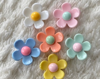 20mm Kids Baby Resin Beautiful Colorful Flowers Shank Sewing Buttons, Children Blouse Jacket Clothing Buttons, DIY Projects Sewing Supply