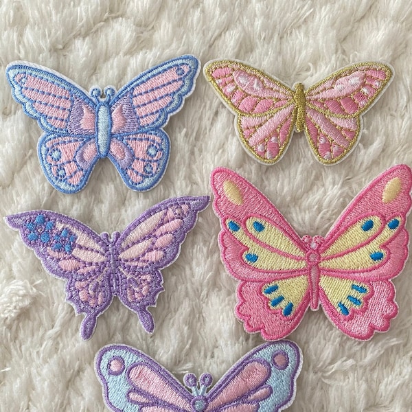 Colorful Self Adhesive Embroidered Cartoon Iron On Butterfly Clothing Patches, Kids Baby Clothes Jacket Patches, DIY Clothing Accessories