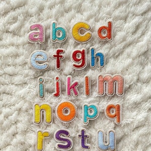 Bambini, neonati, lettere minuscole colorate ricamate da stirare, toppe per abbigliamento, accessori per abbigliamento carini per adolescenti e donne, forniture per cucito per bambini