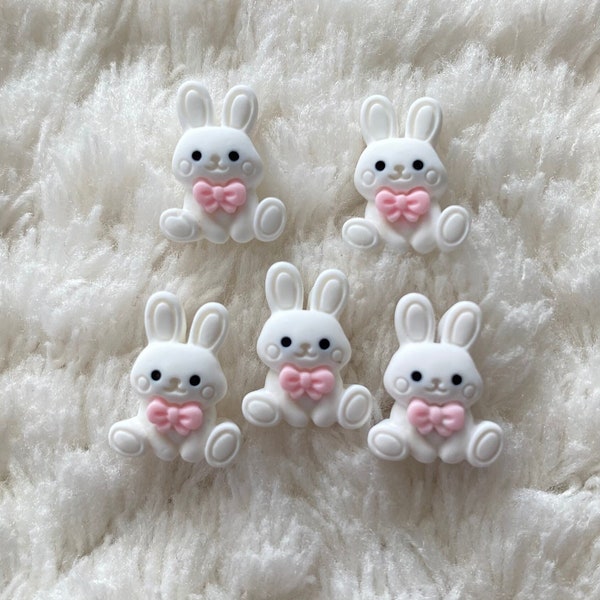 12mm Kinder Baby niedlich Kawaii Mini-Kaninchen mit rosa Bogen Schaft Knöpfe, minimalistische Kinderbekleidung Zubehör, Näh- und Bastelzubehör