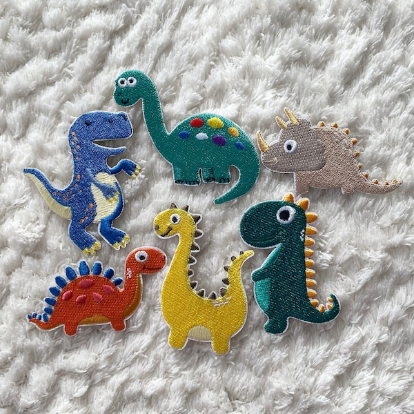 Schattige kinderen opstrijkbare borduurwerk kleurrijke dinosauruskledingpatches, kinderdierenkleding patchaccessoires naaibenodigdheden kinderknutselbenodigdheden