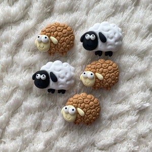 Botones de costura con forma de oveja de 2 cm para niños, bonitos dibujos de animales, color marrón, blanco y rosa, para proyectos de costura y manualidades para niños