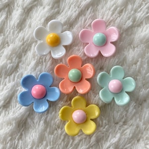 Bottoni da cucire con gambo per fiori colorati in resina per bambini da 20 mm, bottoni per abbigliamento per giacche per camicette per bambini, progetti fai da te Fornitura di cucito