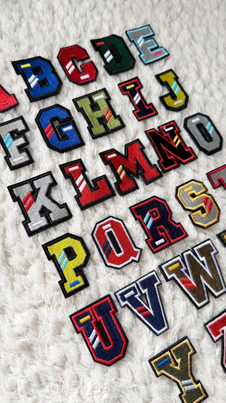 4CM Boys Colorful Embroidery Letters Alphabet Velco Press on Clothing ...