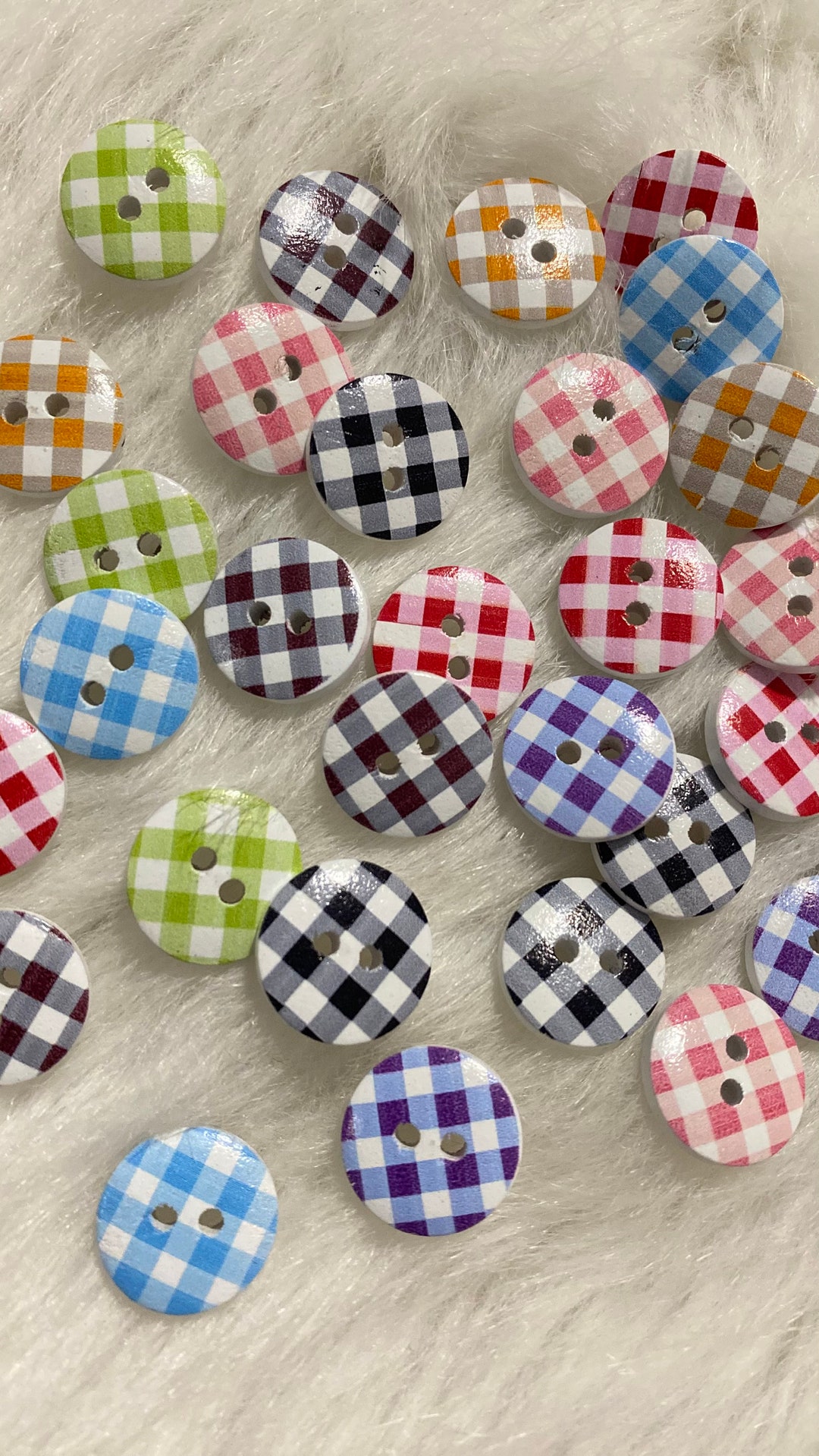 10 Pieces Kids Wood Monogram Buttons, Round 2 Hole Mixed 15mm Sewing Button, Cute Stripes