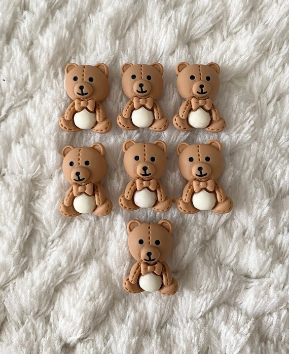 Lot De 8 Boutons Ours En Plastique - 2 Trous, Hauteur 1.8 Cm, Pour Couture, Créatif
