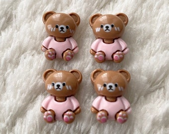 17mm Kids Cute Mini Brown Bear with Pink Clothes Shank Sewing Buttons, Children Animal Jacket Clothing Accessories, Craft and Sewing Supply