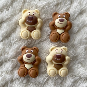 20mm niños bebé resina dibujos animados lindo afortunado marrón blanco oso vástago botones de costura, niños botones de oso feliz, proyectos de bricolaje suministro de costura