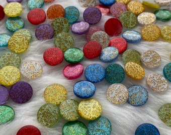 Mixed Glitter Resin Buttons, 13mm Colorful Sewing Supplies, 10 Pieces