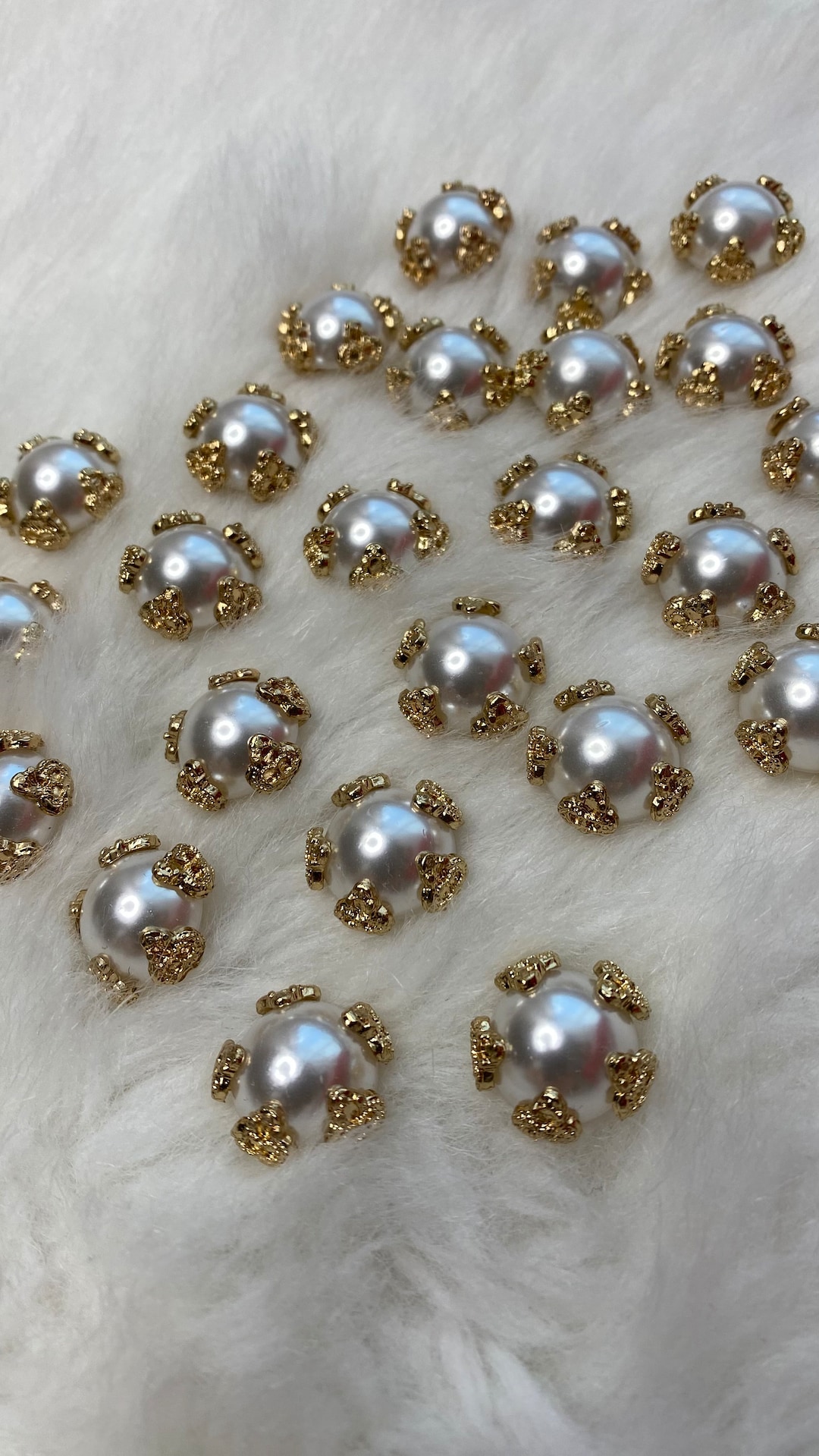Craftisum 20pcs Heart Shank Buttons - Gold Metal With Faux Pearl, 18mm (23/32") For Sewing & Embellishment 9 thumbnail image