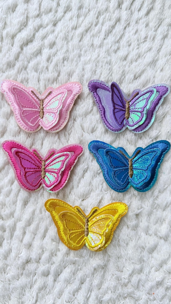 5CM Embroidered 2 Layer Butterfly Multi Color Iron On Patches DIY Clothing Bag Accessories Project Deco Sewing and Kids Craft Supply