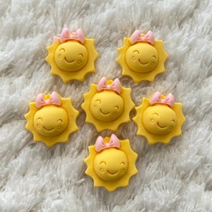 Botones de costura con forma de sol feliz amarillo para bebés y niños de 2 cm con forma de lazo, accesorios de ropa de dibujos animados de crochet para hacer uno mismo, suministros de costura y manualidades para niños
