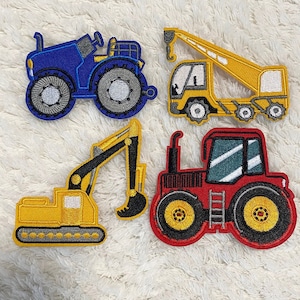 Bambini ricamati trattore gru borsa toppe termoadesive per vestiti cappelli, bambini auto borse applique e toppe, forniture per cucire, artigianato per bambini