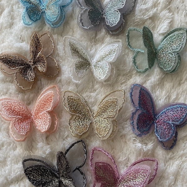 5 CM Schöne Zwei-Schicht-Stickerei Bunte Schmetterling Nähen Patches, DIY Kleidung Zubehör, Bluse Nähen Patch Nähen Versorgung Applikation