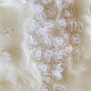 Women Kids Flower Transparent Button, 14mm White Flower Sewing Button, DIY Clothig Accessories