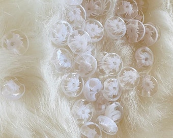 Women Kids Flower Transparent Button, 14mm White Flower Sewing Button, DIY Clothig Accessories