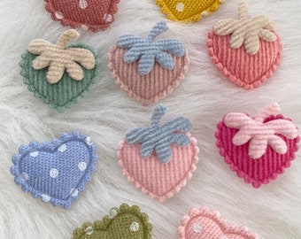 5 Pieces Kids Strawberry Heart Padded Sewing Patch, DIY Hair Clip Accessories, Scrapbooking Accessories