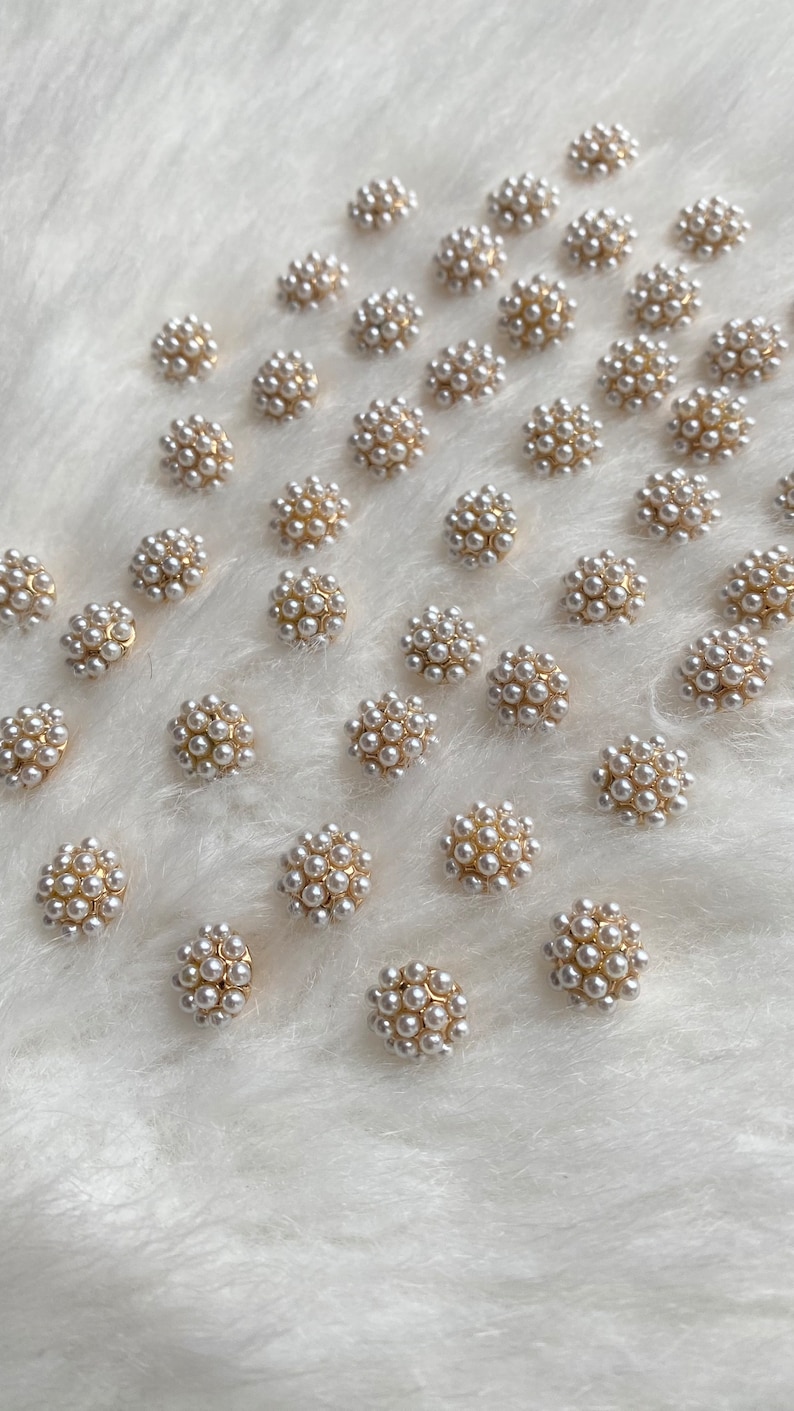 Frauen Blumenstrauß Weiße Perle Gold Metall Zurück Schaft Nähen Knöpfe, 11,5mm Bluse Cardigan Shirt Knöpfe, DIY Kleidung Zubehör Bild 1