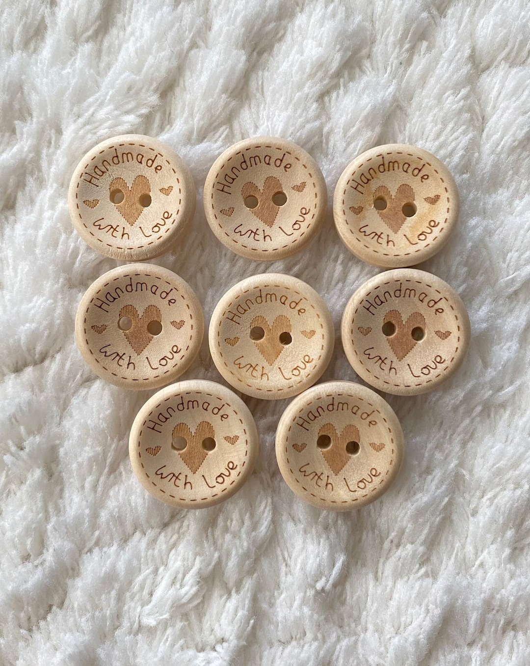 15 mm 20 mm 女性用手作り木製裁縫ボタン、愛情込めて作られた子供用2