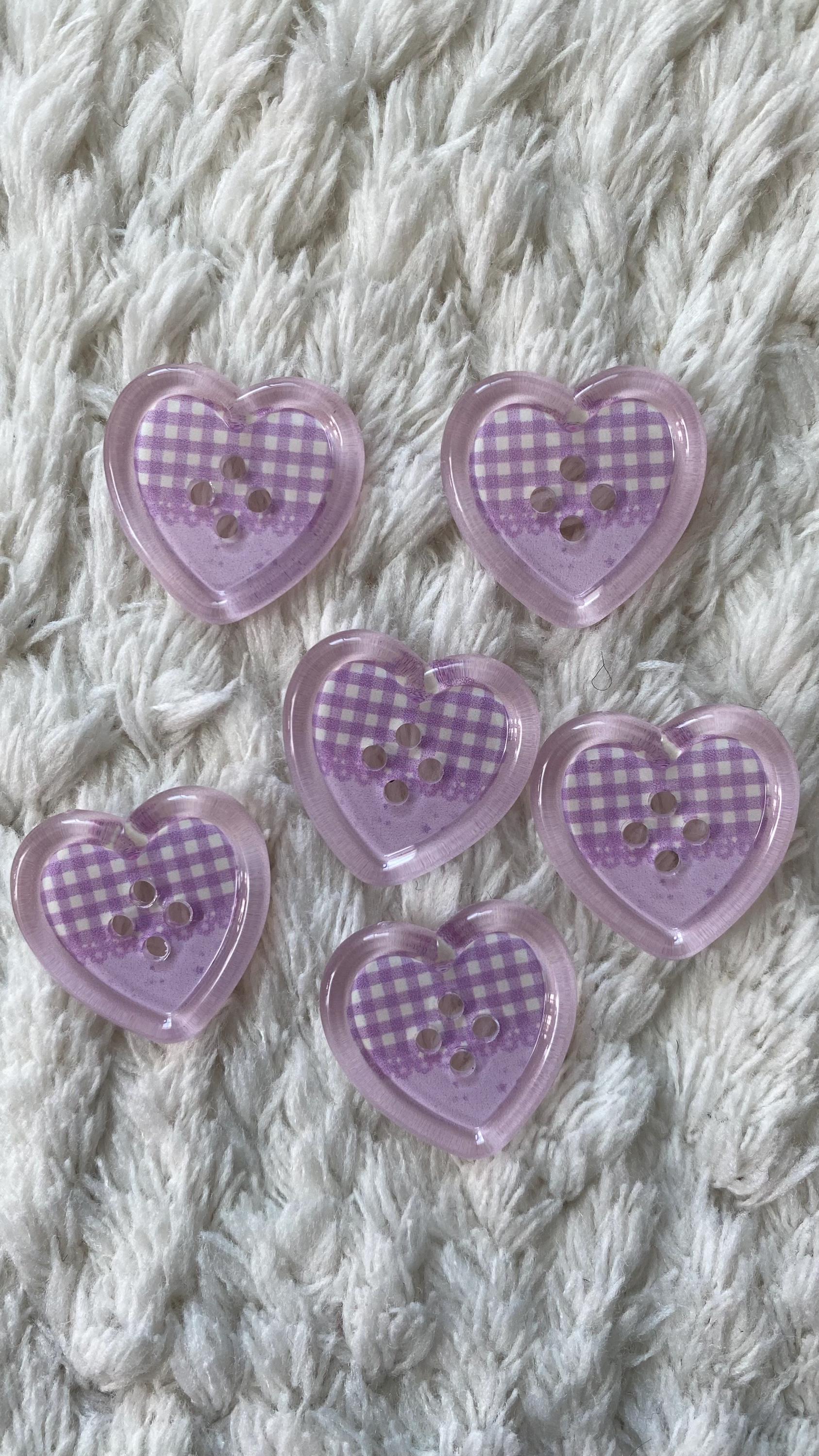 25mm 子供用 女の子用 キュート カラフル プリント ハート型 4穴 裁縫