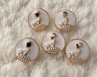 Boutons de couture à tige ronde princesse blanche pour femmes de 18 mm, bouton de veste de chemisier élégant et mignon, accessoires vestimentaires, approvisionnement en couture, projets de bricolage