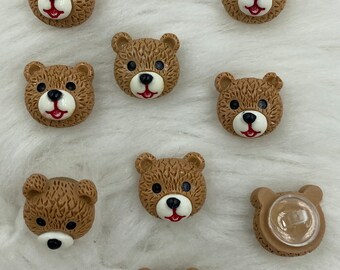 15mm 子供用 ベビー用 かわいい 野生の茶色のクマの頭 縫製用シャンク