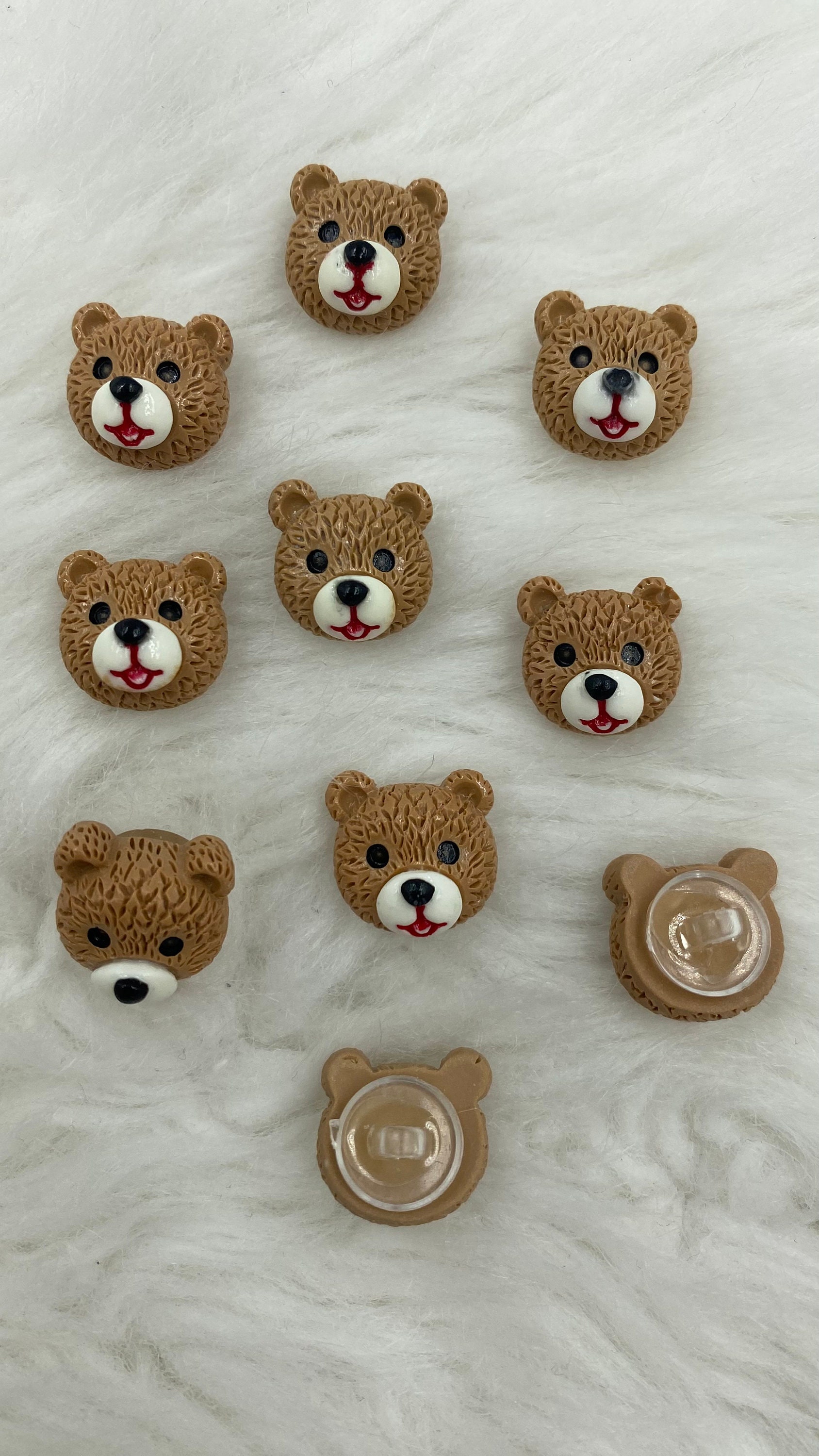 15mm 子供用 ベビー用 かわいい 野生の茶色のクマの頭 縫製用シャンク