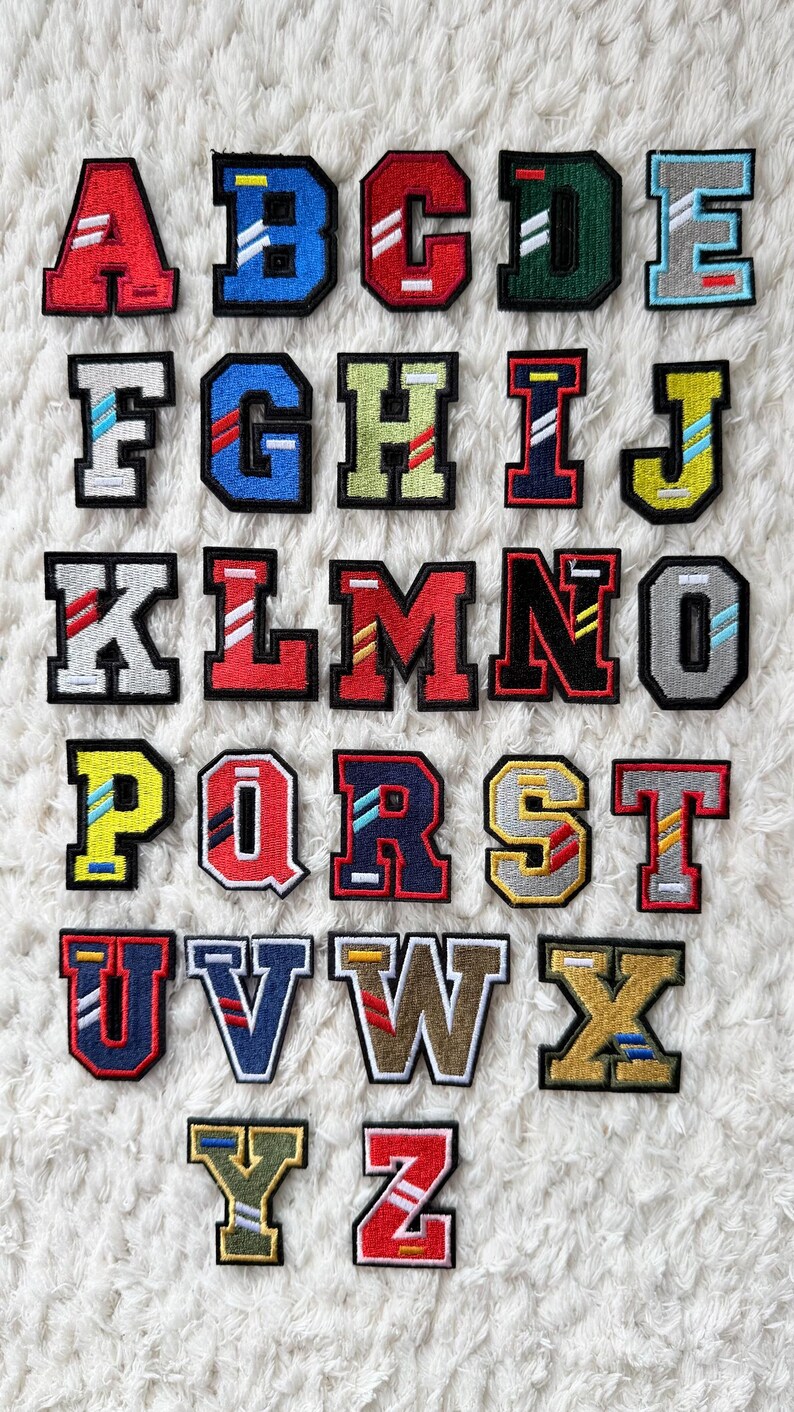 4CM Boys Colorful Embroidery Letters Alphabet Velco Press on Clothing ...