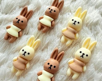 3D Kawaii Cream Brown Animal Bunny with Dress Shank Sewing Buttons, DIY Crochet Clothing Project Accessories Kids Craft Supply Embellishment