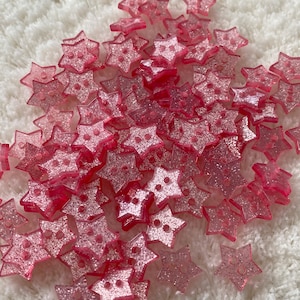 Women Kids Resin Pink Glitter Star Flat Back Sewing Buttons, Baby 14mm DIY Clothing Accessories