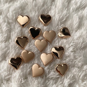 11mm Women Matt Shinny Heart Zinc Alloy Metal Shank Sewing Buttons, Elegant Mini Heart Blouse Button, DIY Clothing Project, Sewing Supply