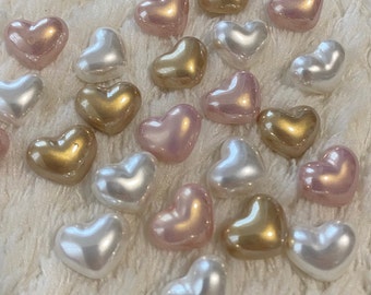 15mm Women Beautiful Elegant White Pink Gold Heart Pearl Shank Sewing Button, Classic Blouse Cardigan Clothing Pearl Buttons, Sewing Supply