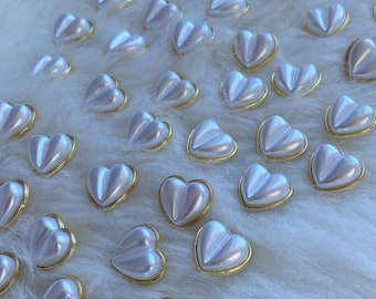Women Heart White Pearl Gold Metal Shank Sewing Buttons, 14mm Great Quality Pearl Metal Back Clothing Buttons