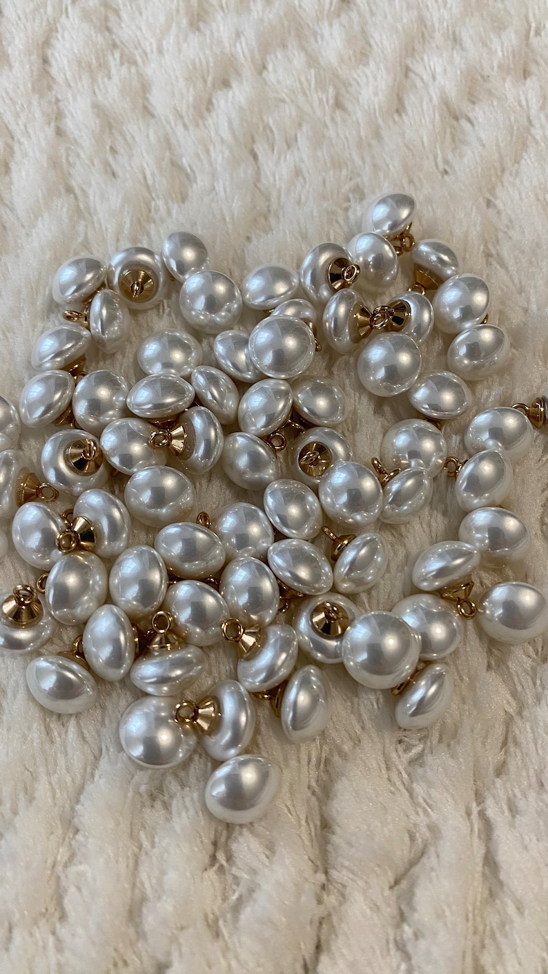 10mm Woman Elegant Classic White Pink Pearl With Gold Color Metal Shank ...