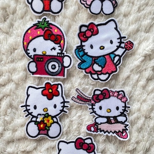5-6CM Kids Baby Girl Embroidery Iron On Kitty Cat Cartoon Character Clothing Jacket Hat Bag Patches Sewing and Kids Craft Supply DIY Project