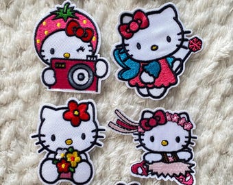 5-6 CM Kinder Baby Mädchen Stickerei Eisen Auf Kitty Katze Zeichentrickfigur Kleidung Jacke Hut Tasche Patches Nähen und Kinder Handwerk Versorgung DIY Projekt