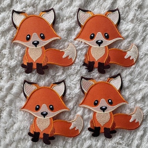 8 CM Kinder Baby Stickerei Netter Orange Karton Fuchs Eisen Auf Kleidung Hut Taschen Patches, DIY Kleidung Projekt Dekor Nähen und Kinder Handwerk Versorgung