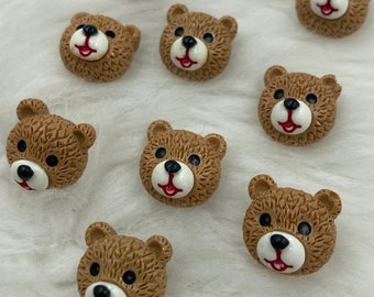 15mm 子供用 ベビー用 かわいい 野生の茶色のクマの頭 縫製用シャンク