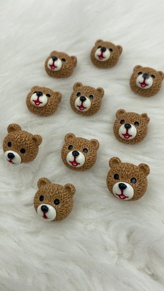 15mm 子供用 ベビー用 かわいい 野生の茶色のクマの頭 縫製用シャンク