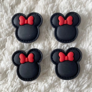 Botones de costura de vástago de cinta roja de ratón negro de resina para bebés de 22 mm, accesorios de ropa de dibujos animados para niños Proyecto de bricolaje Suministro de costura artesanal para niños