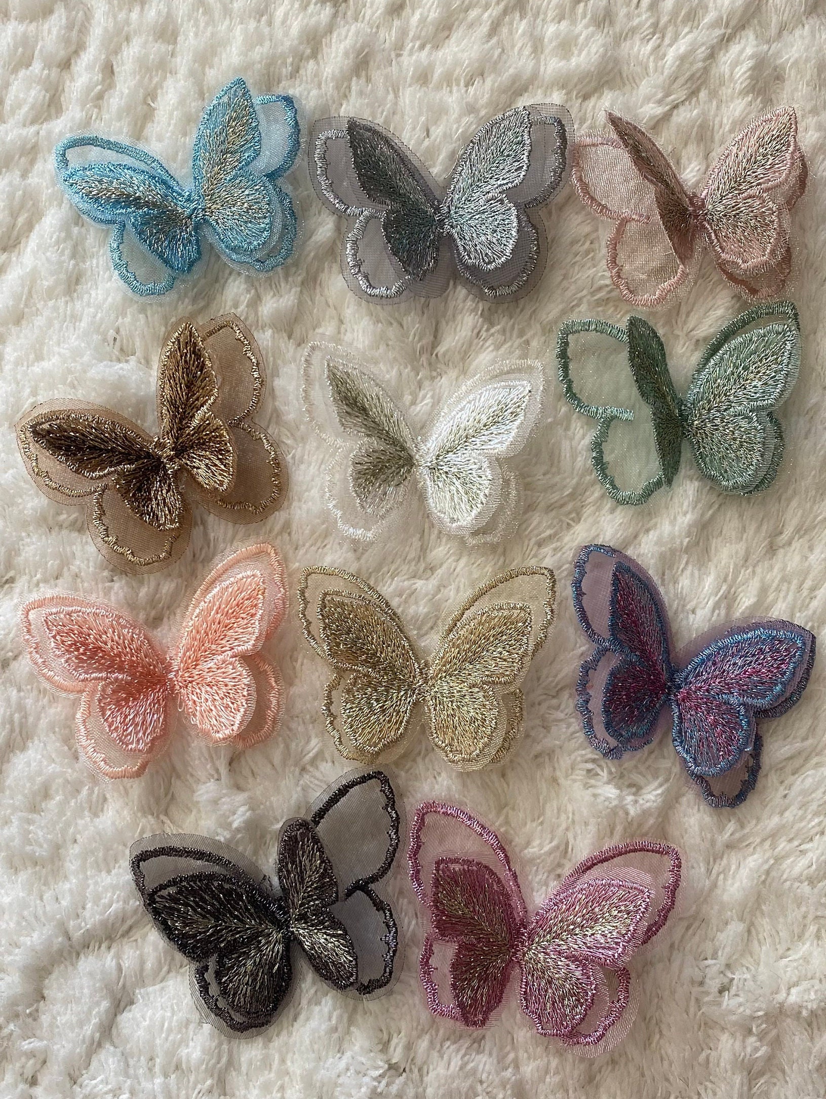 5CM Beautiful Two Layer Embroidery Colorful Butterfly Sewing  display picture 3