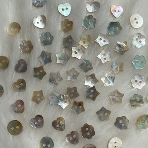 Bottoni da cucito in madreperla da donna, 2 fori, a forma di stella in conchiglia naturale, a forma di cuore, con fiori, accessori per abbigliamento, forniture per cucito e artigianato